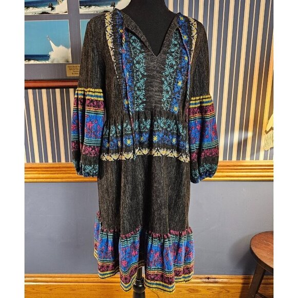 Bohemian Violet Weekend Dress Loose Fit Unique Babydoll Design Size 8 - Picture 1 of 6